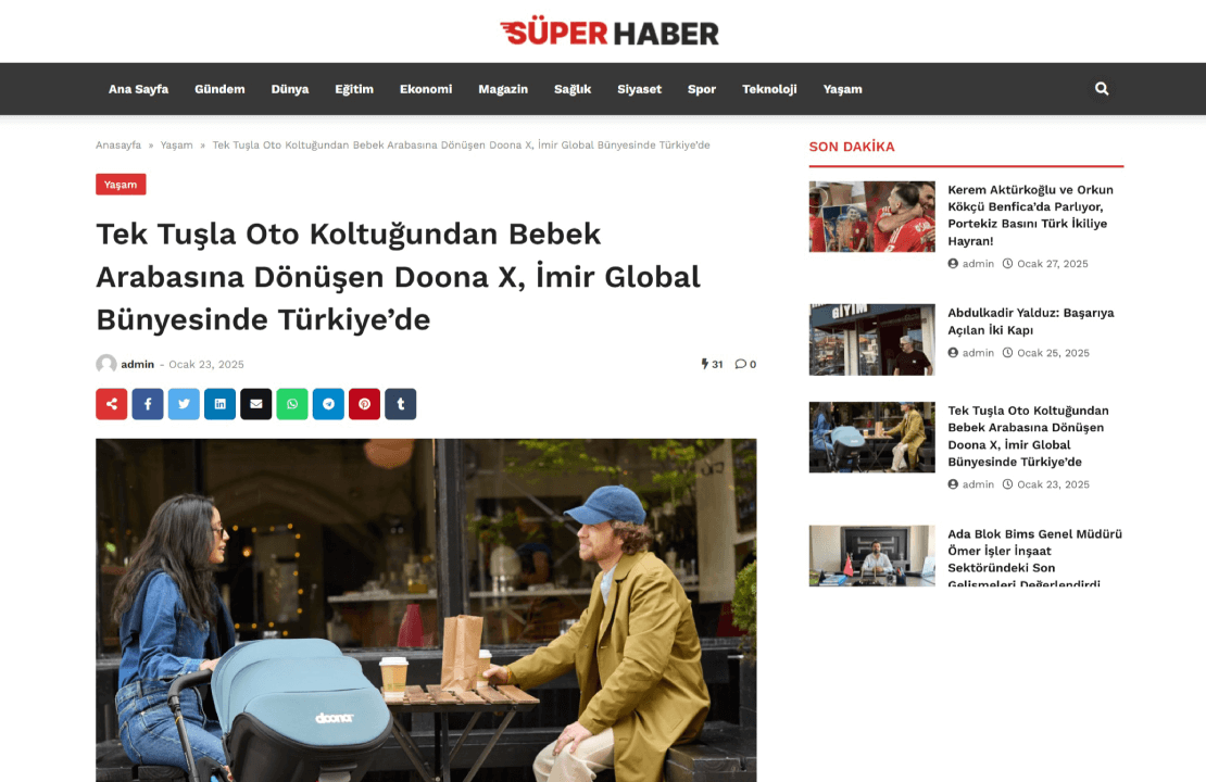 Tek Tuşla Oto Koltuğundan Bebek Arabasına Dönüşen Doona X, İmir Global Bünyesinde Türkiye'de!