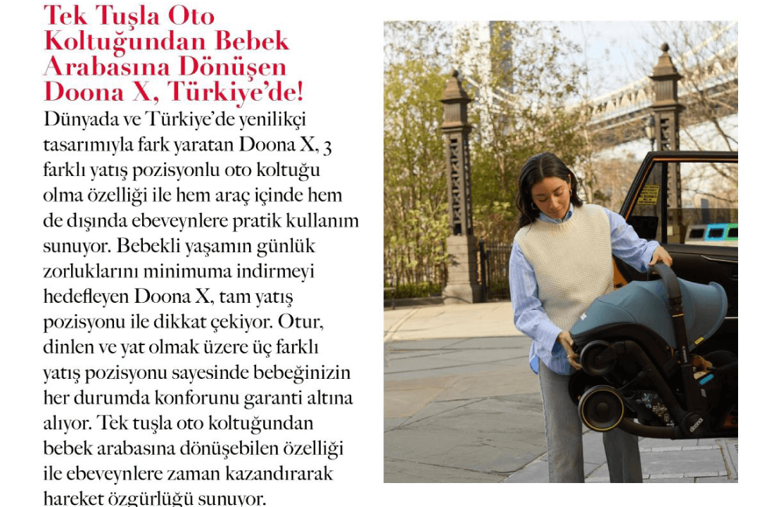 Tek Tuşla Oto Koltuğundan Bebek Arabasına Dönüşen Doona X, Türkiye'de!