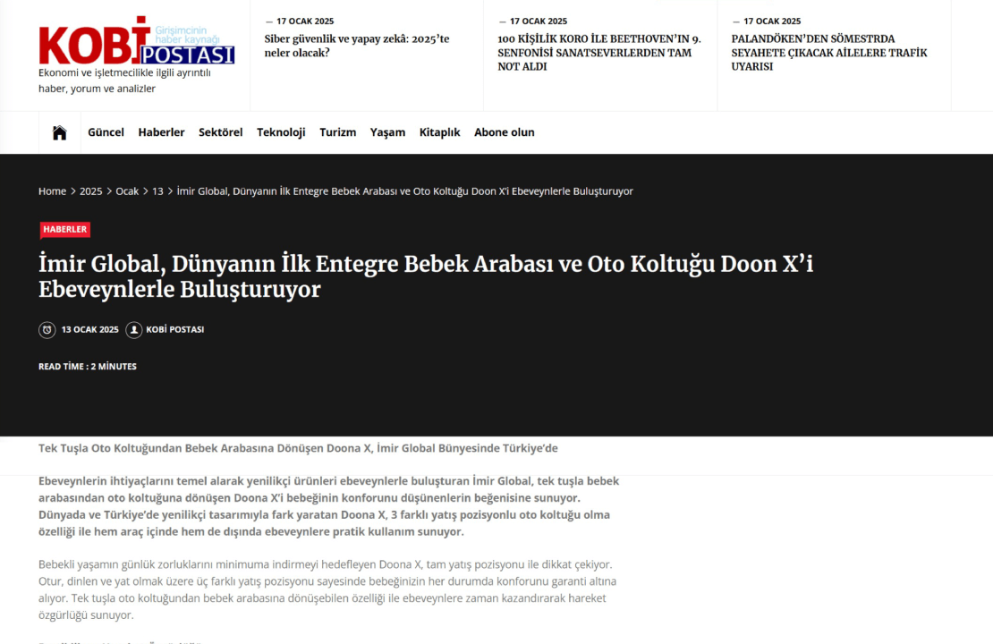 İmir Global, Dünyanın İlk Entegre Bebek Arabası ve Oto Koltuğu Doona X'i Ebeveynlerle Buluşturuyor